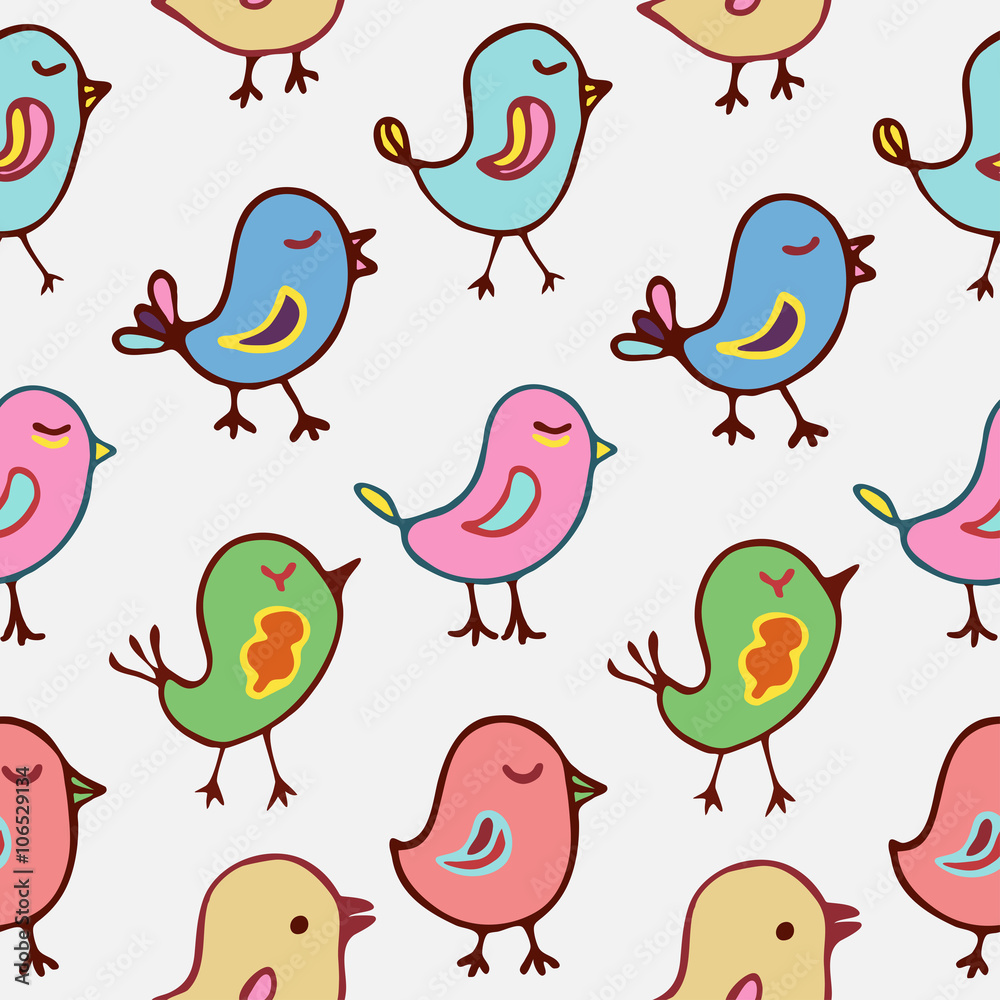Seamless pattern cartoon birds Seamless pattern cartoon birds