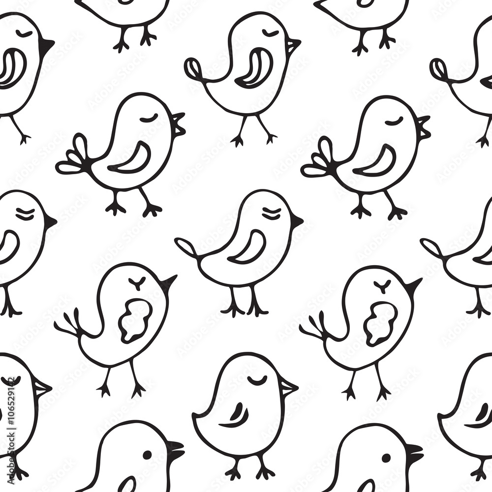 Seamless pattern cartoon birds