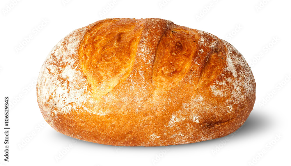 In front loaf of white round bread In front loaf of white round bread