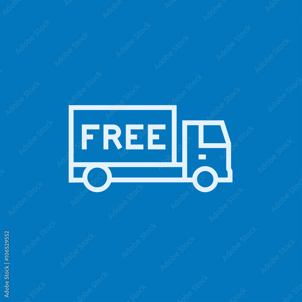 Free delivery truck line icon.