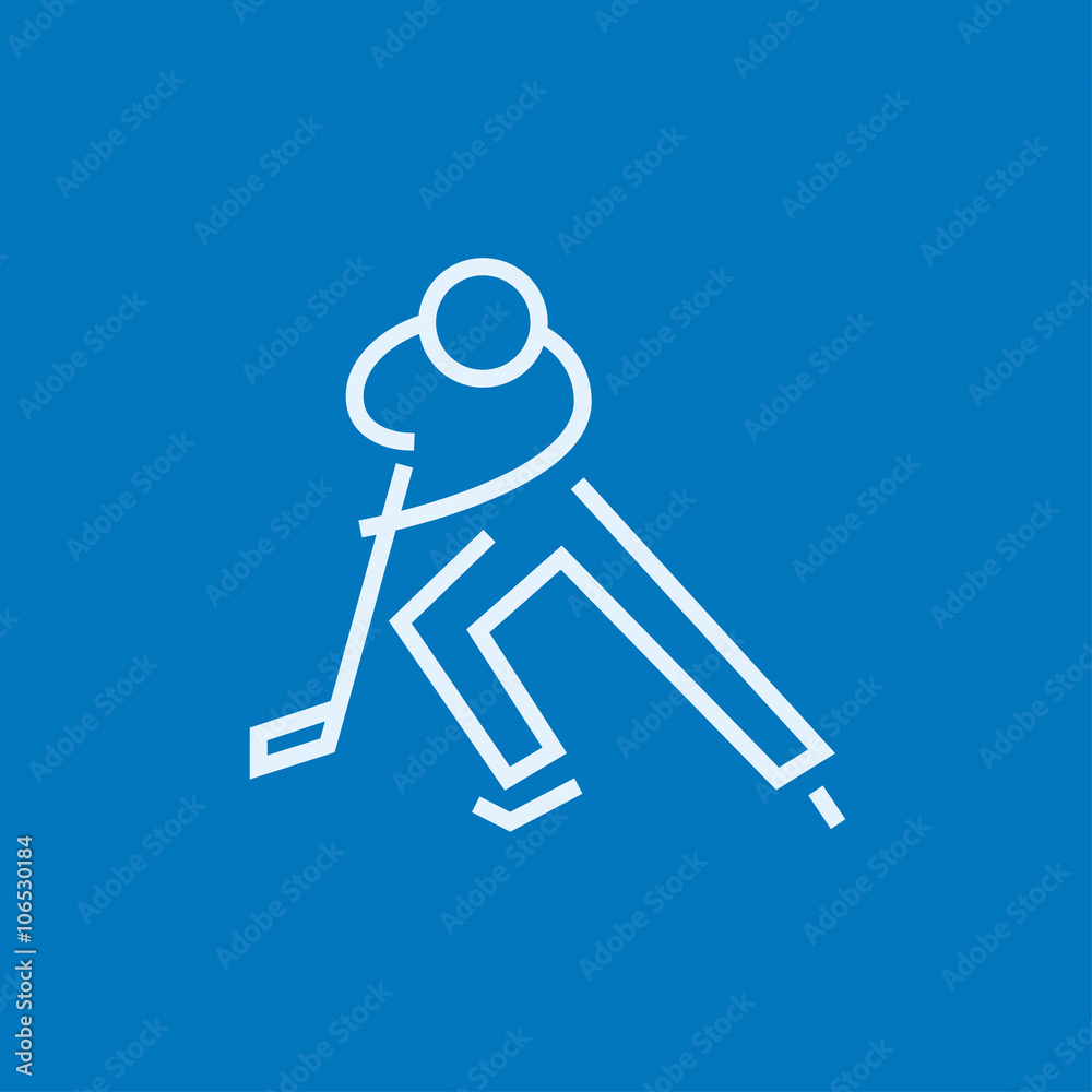 Hockey player line icon.