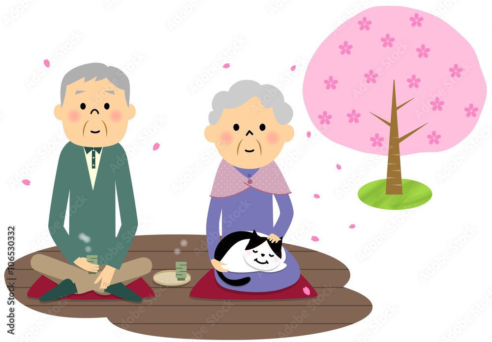 シニア 老夫婦 縁側 シニア 老夫婦 縁側
