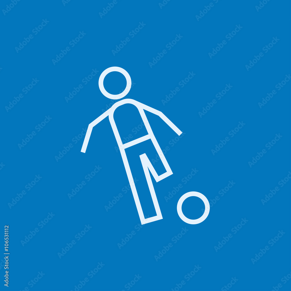 Obraz premium Soccer player with ball line icon.