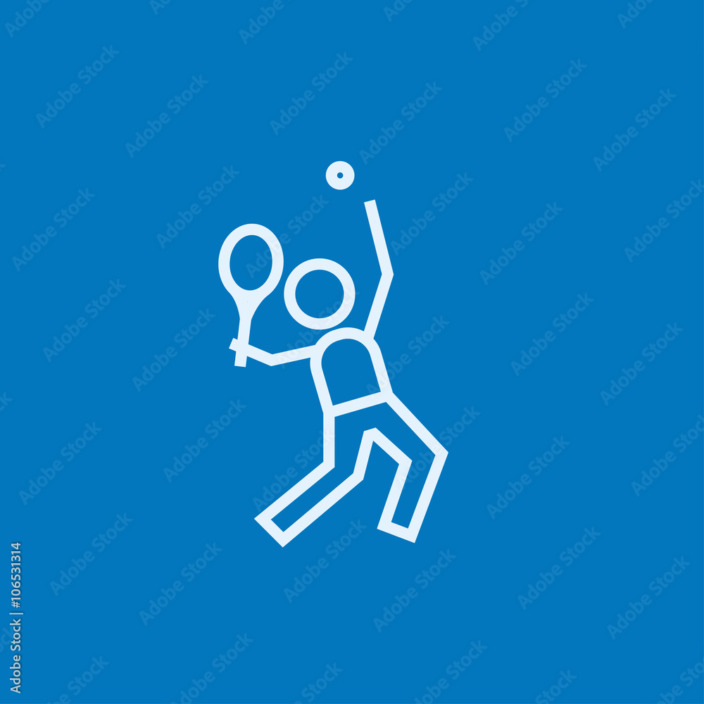 Man playing big tennis line icon. Man playing big tennis line icon.