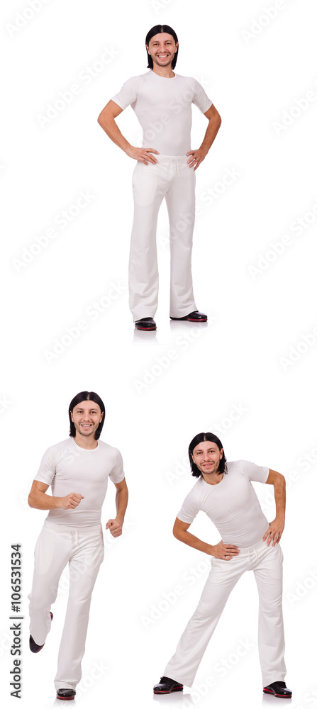 Obraz premium A man in white sportswear isolated on white
