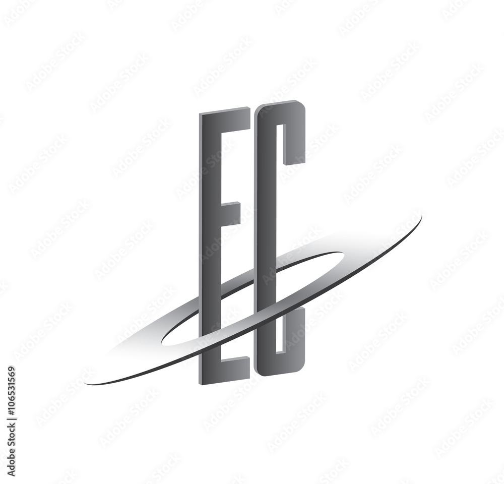 EC initial logo with silver sphere EC initial logo with silver sphere