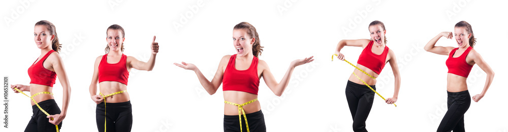 Young girl with centimeter in dieting concept
