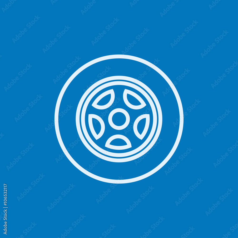 Car wheel line icon. Car wheel line icon.
