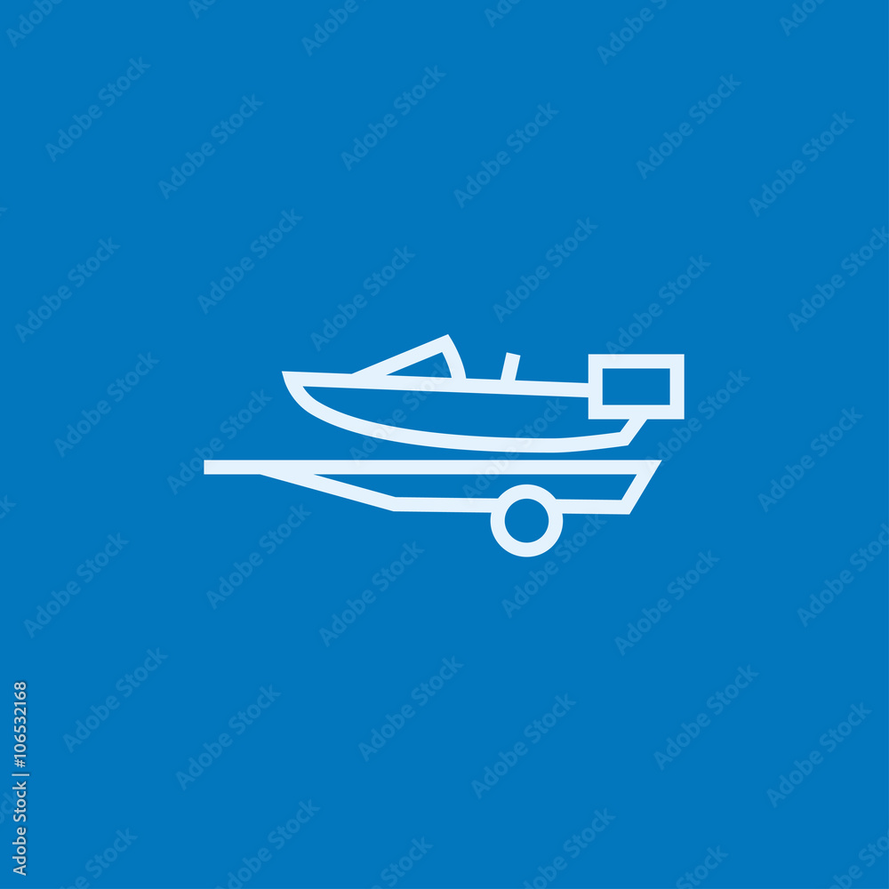 Boat on trailer for transportation line icon. Boat on trailer for transportation line icon.