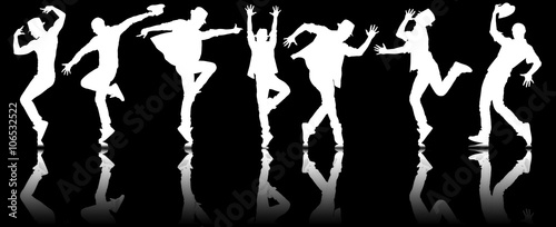Silhouettes of dancers in dancing concept