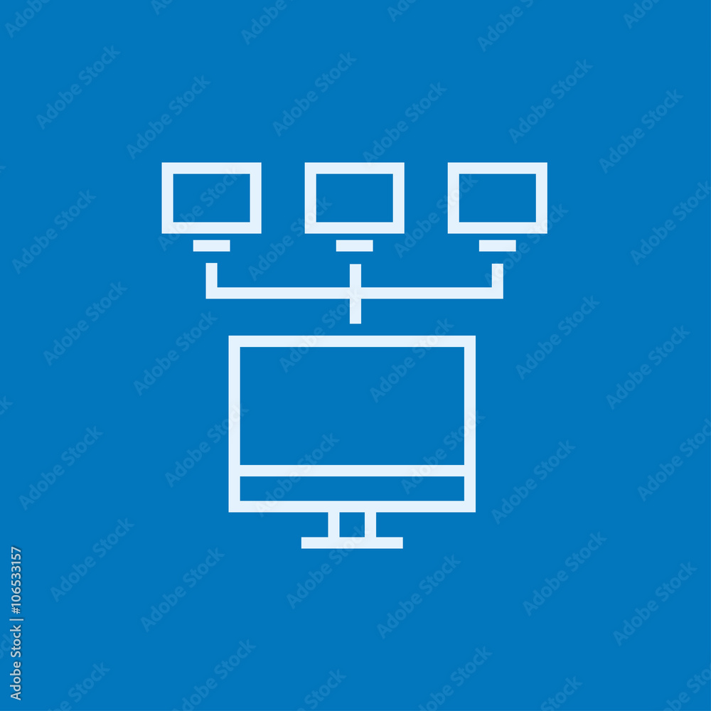 Computer network line icon. Computer network line icon.