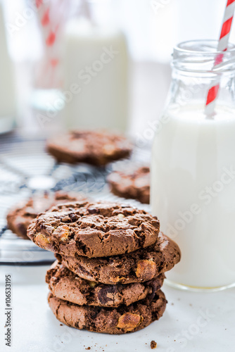 vintage milk bottle and homemade cookies