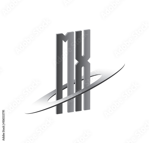 MX initial logo with silver sphere