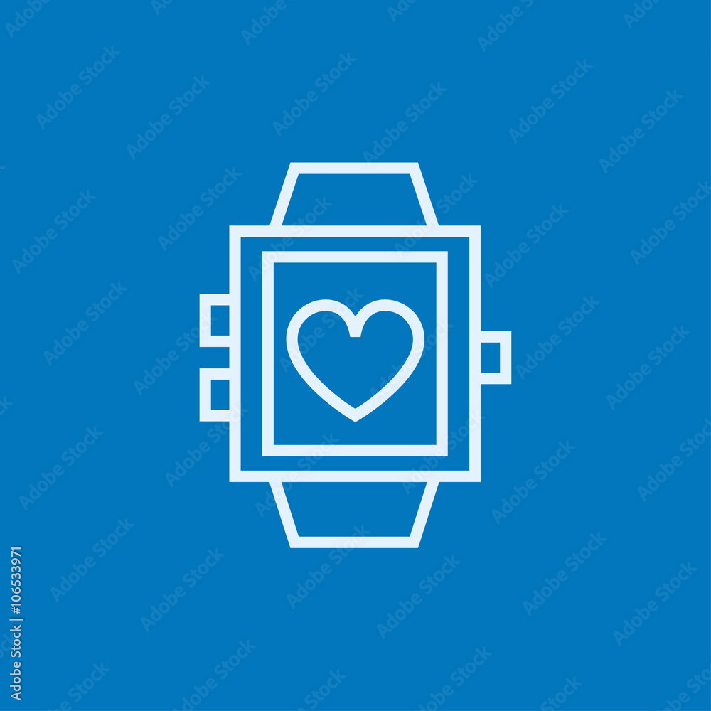 Smartwatch with heart sign line icon. Smartwatch with heart sign line icon.