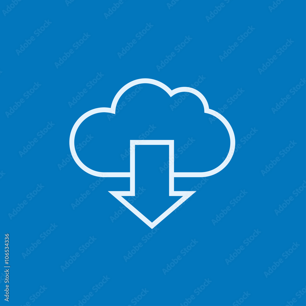 Cloud with arrow down line icon. Cloud with arrow down line icon.