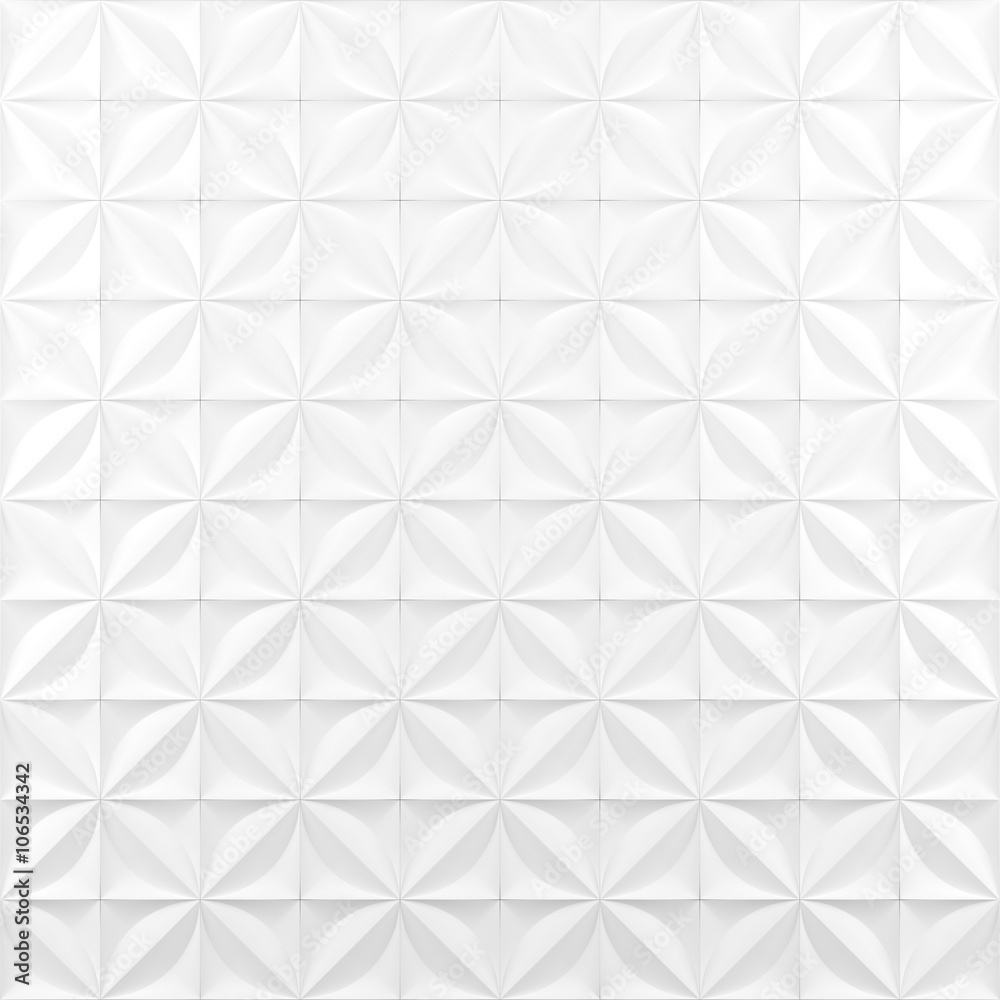 White abstract background - floral geometric relief pattern
