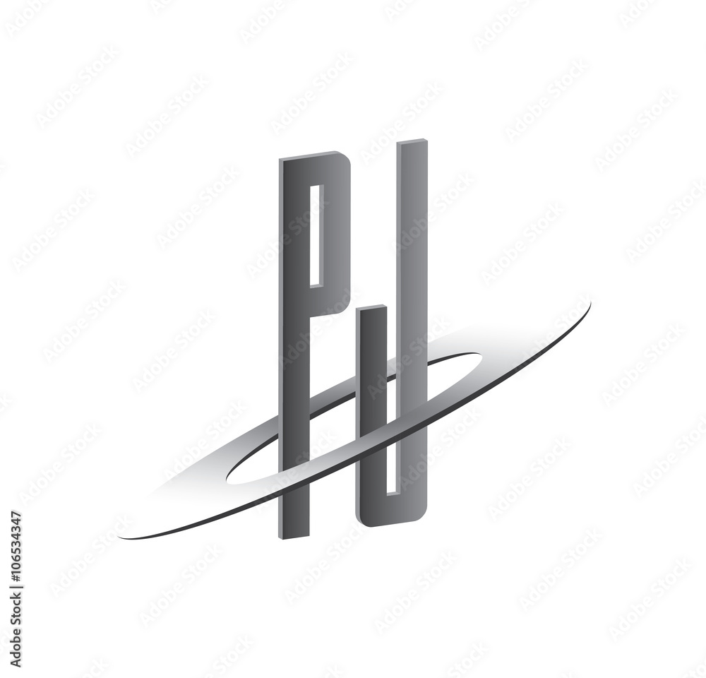 PJ initial logo with silver sphere