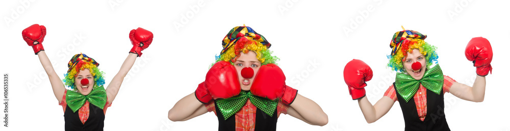 Clown in various poses isolated on white Clown in various poses isolated on white
