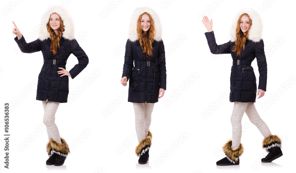 Pretty girl in warm clothes isolated on white Pretty girl in warm clothes isolated on white