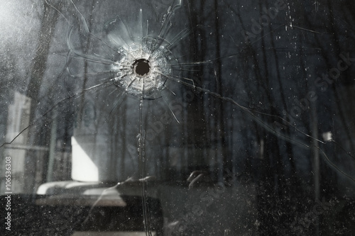 Bullet Hole in Vehicle Window