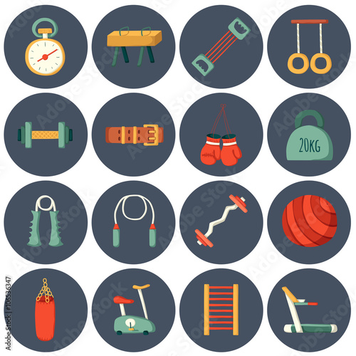 Cartoon gym icons