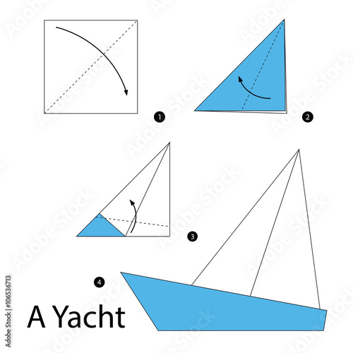 Step by step instructions how to make origami A Yacht.