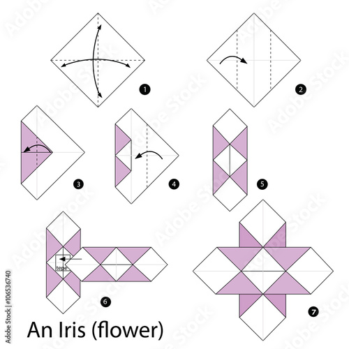 Step by step instructions how to make origami An Iris (flower).
