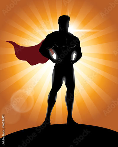 Superhero Standing with Pride and Confident Silhouette