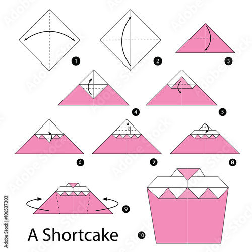 Step by step instructions how to make origami A Shortcake.