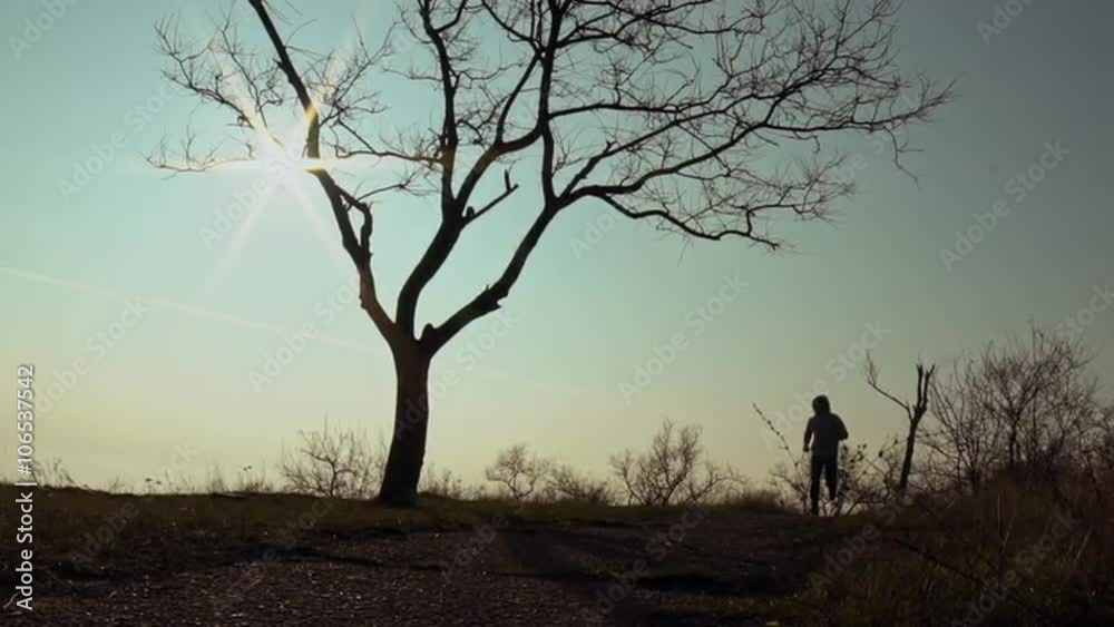 Workout at the coast of the sea in the morning. Slow motion Workout at the coast of the sea in the morning. Slow motion
