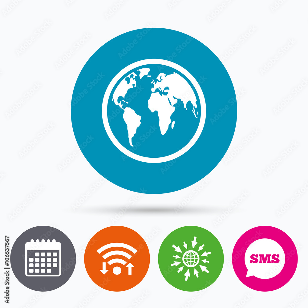 Globe sign icon. World map geography symbol. Globe sign icon. World map geography symbol.