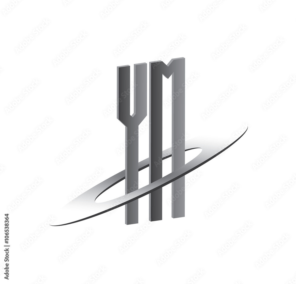 YM initial logo with silver sphere YM initial logo with silver sphere