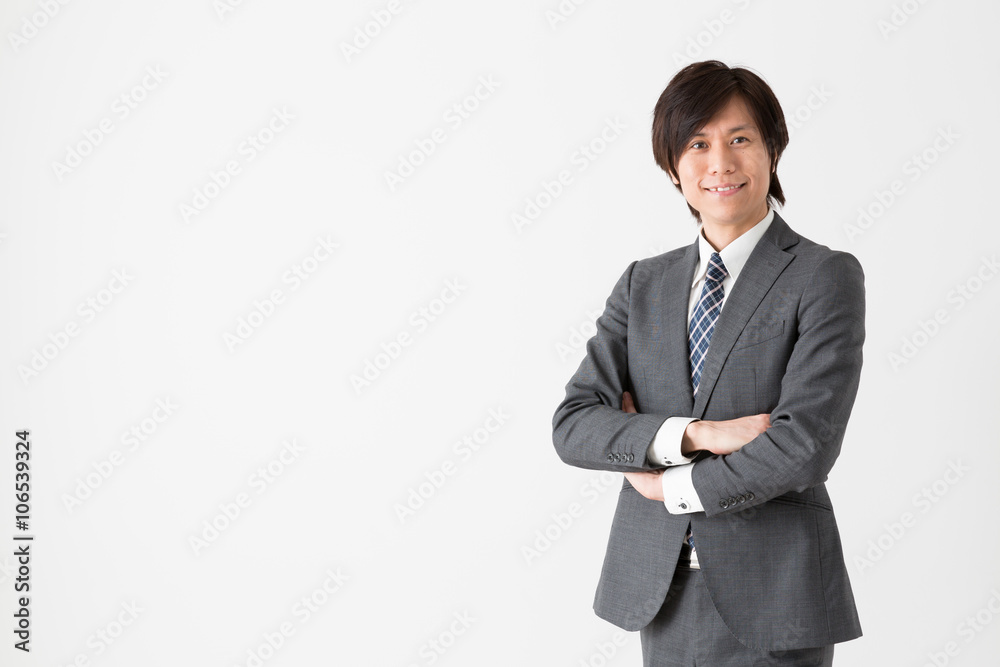 portrait of asian businessman on white background