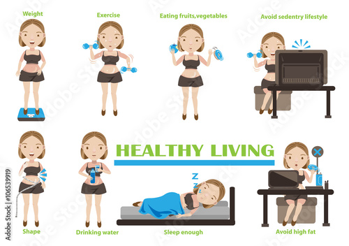 Healthy livingway of Healthy living and health care.vector  illustrations