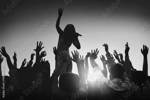 Silhouettes of People at Outdoors Music Festival