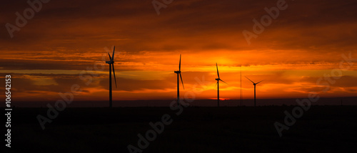 Bright Orange Sunrise Signal Peak Wind Turbines Washington Green © Christopher Boswell