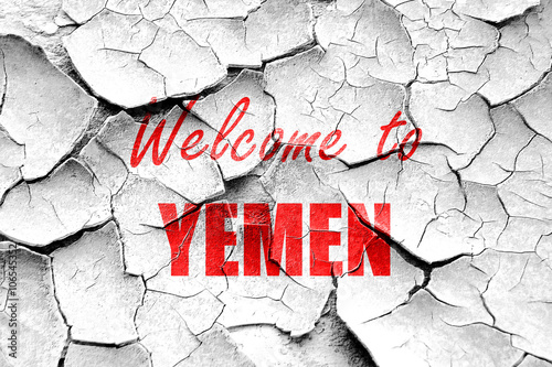 Grunge cracked Welcome to yemen