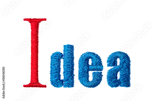 Wallpaper Mural the word idea embroidered blue thread,team concept Torontodigital.ca