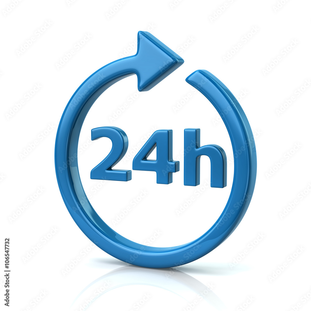Blue open 24 hours icon Blue open 24 hours icon