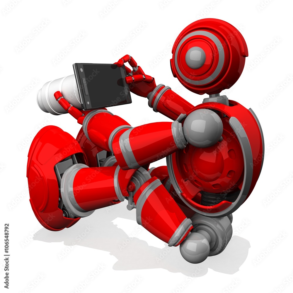 3D Photographer Robot Red Color With Camera Phone 3D Photographer Robot Red Color With Camera Phone