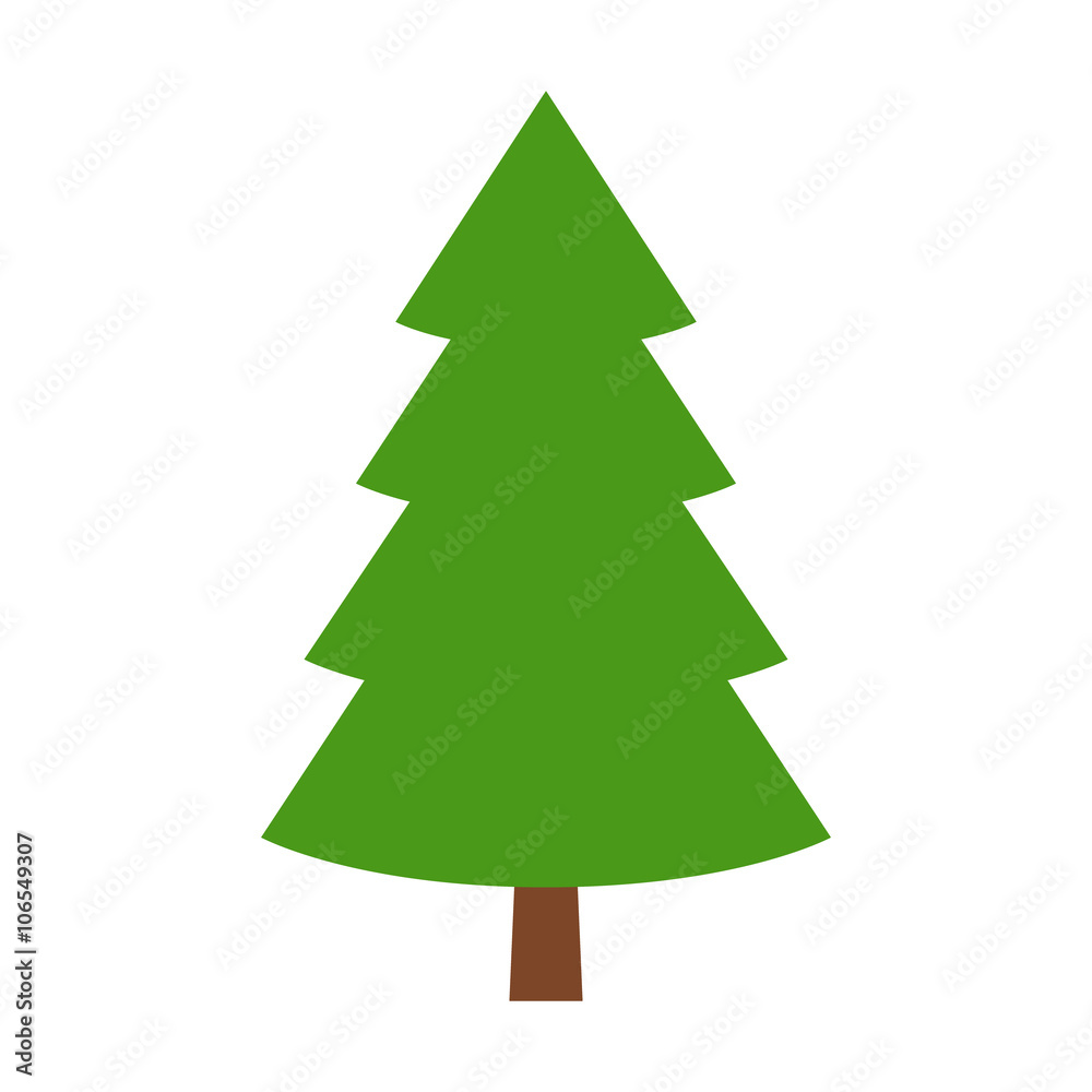 Evergreen conifer / pine tree flat stylized color icon for apps and websites