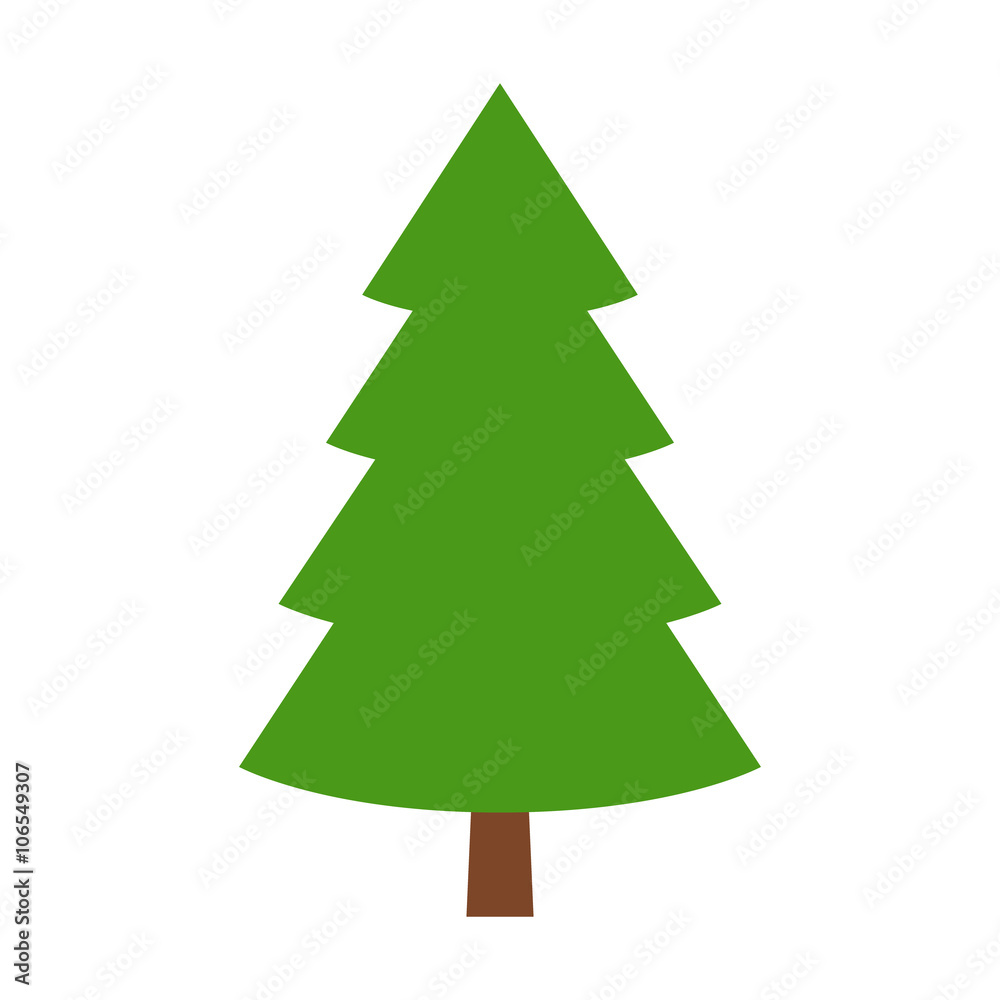 Evergreen conifer / pine tree flat stylized color icon for apps and websites Evergreen conifer / pine tree flat stylized color icon for apps and websites