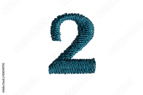 Wallpaper Mural Number 2, alphabet of green thread isolated on white background Torontodigital.ca