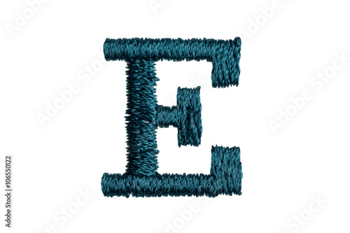 Embroidery Designs alphabet E isolate on white background