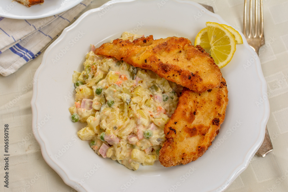 Wiener schnitzel with potato salad