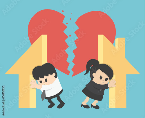 Illustration Relationship Divorce,division of property