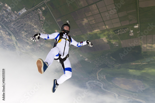 Parachutist in the head-down position.