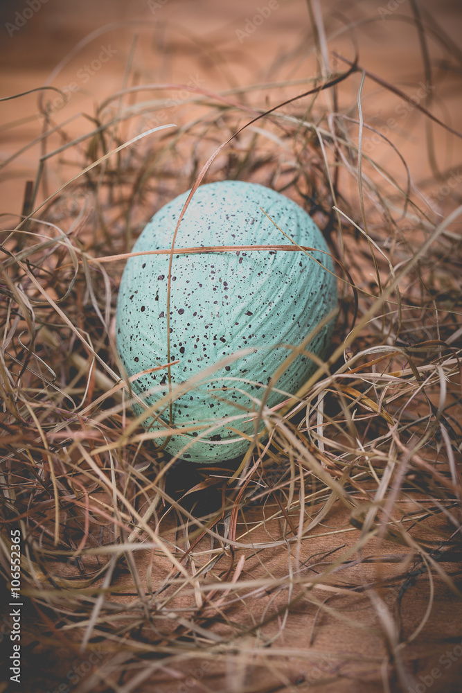 Obraz premium Easter eggs on wooden background