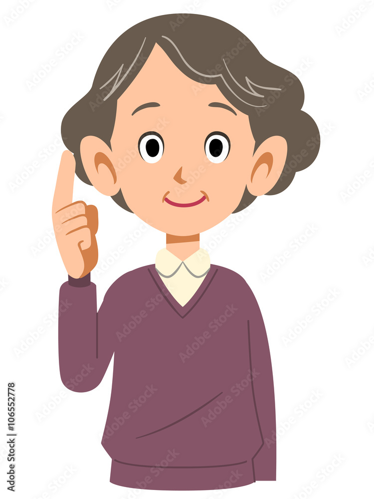 説明する年輩の女性
説明する年輩の女性