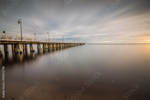 Wallpaper Mural Gdynia Orlowo pier. Vintage photo of Baltic sea shore seascape. Torontodigital.ca